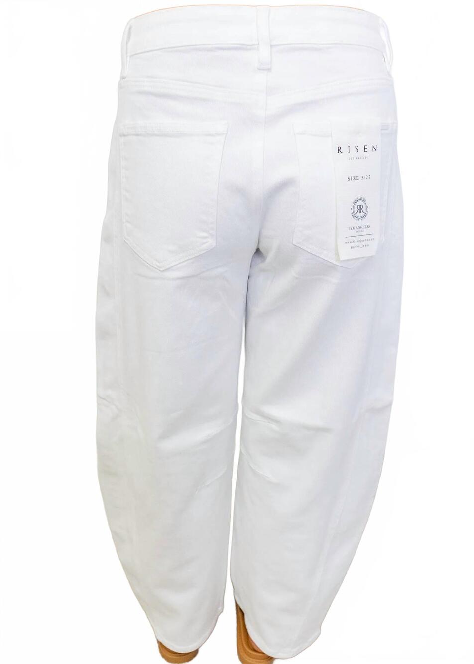 NEW RISEN tummy control slouchy ankle barrel pants in white - Picture 3 of 4